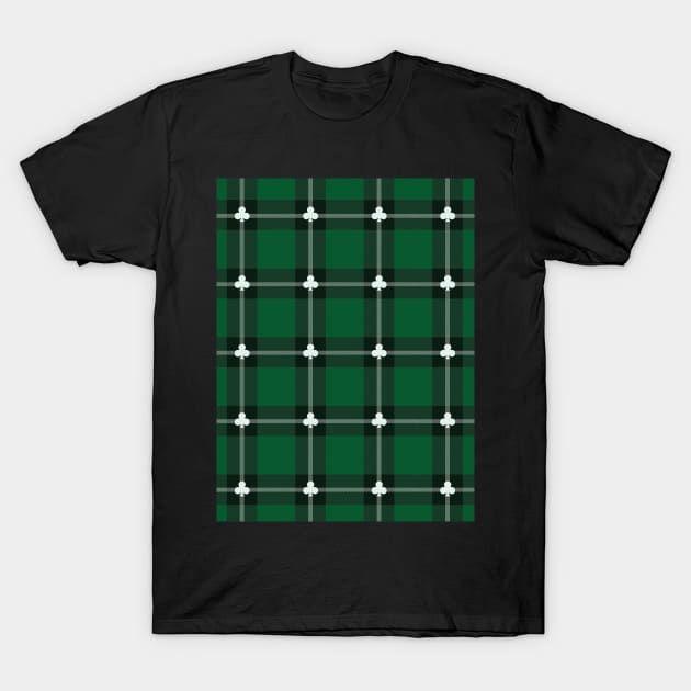 Clover Saint Patricks Plaid Patterns T-Shirt by Cottonbutton